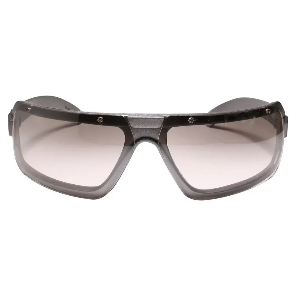 Unique Retro Futuristic Novelty 90s Wrap Around Silver Rectangle Sunglasses